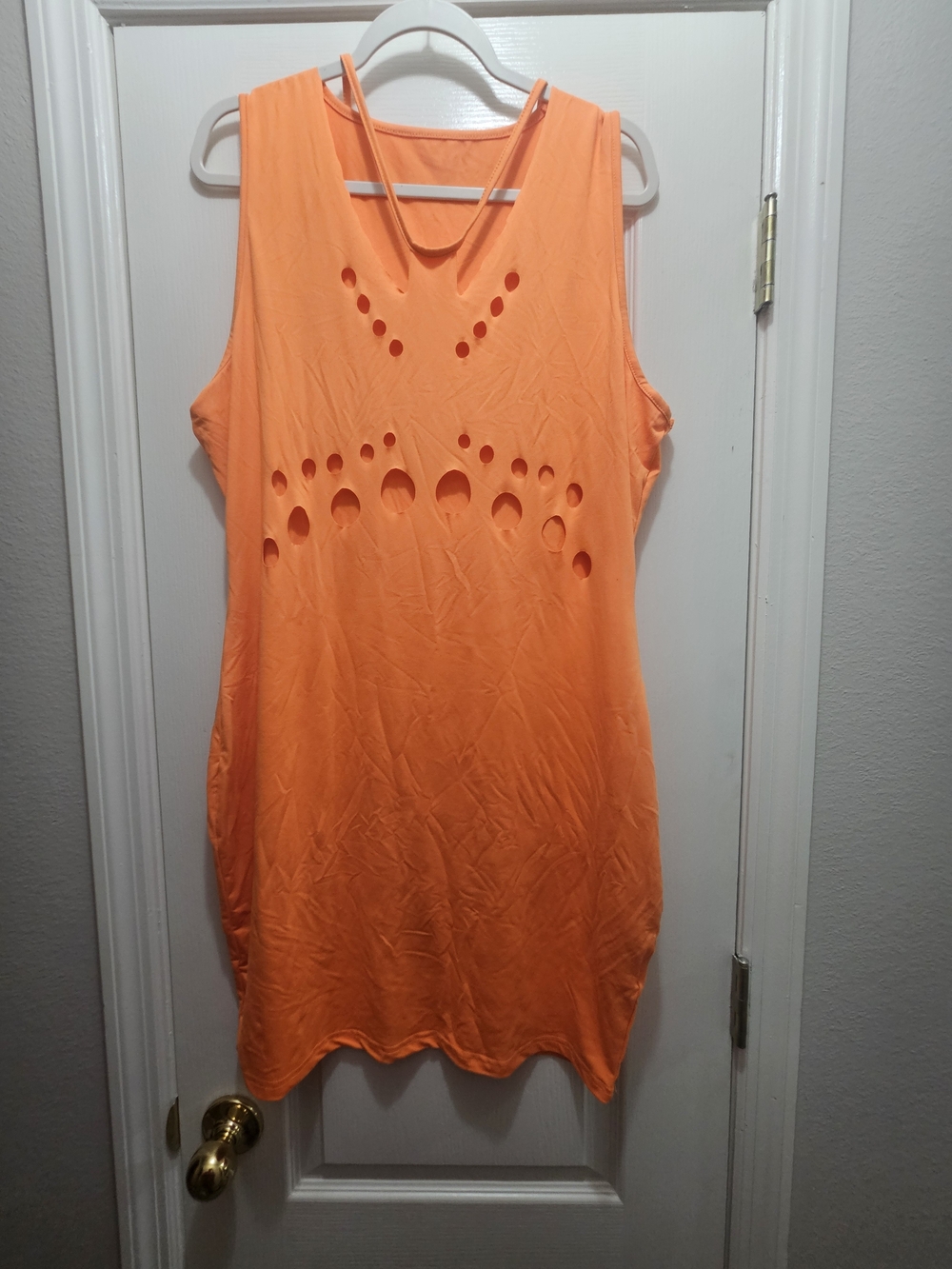 Women’s Orange Sleeveless Cutout Dress
